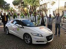 Das Schweizer Honda-Team der Eco-Rallye von Lugano nach Monte Carlo setzt sich aus vier Honda CR-Z Hybrid, zwei Honda Jazz Hybrid und einem Honda Civic Hybrid zusammen.